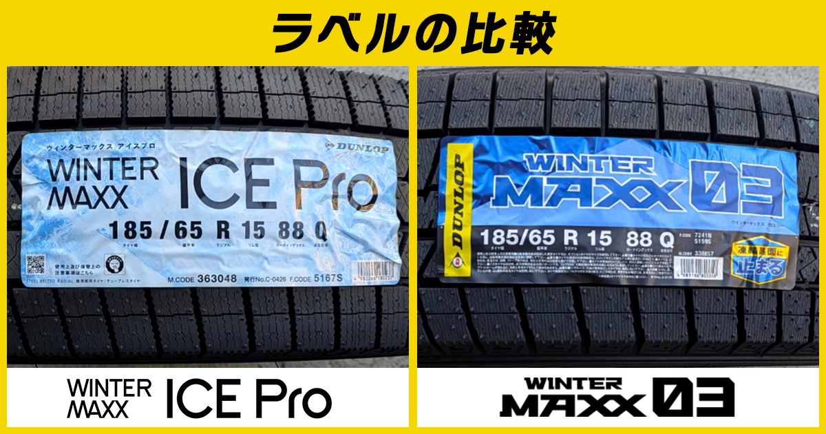 ICEPro ラベル比較 ダンロップ