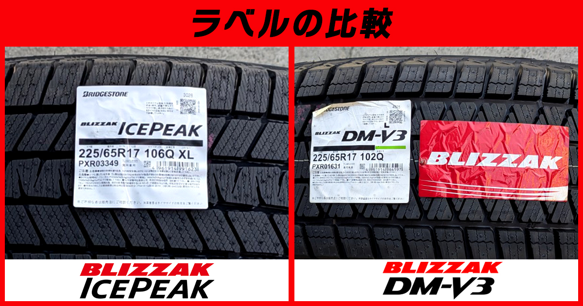 ブリヂストン アイスピーク ラベル比較